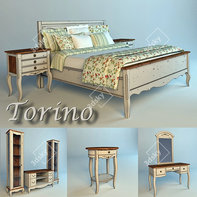 Provence Charm Bedroom Set 3D model image 1