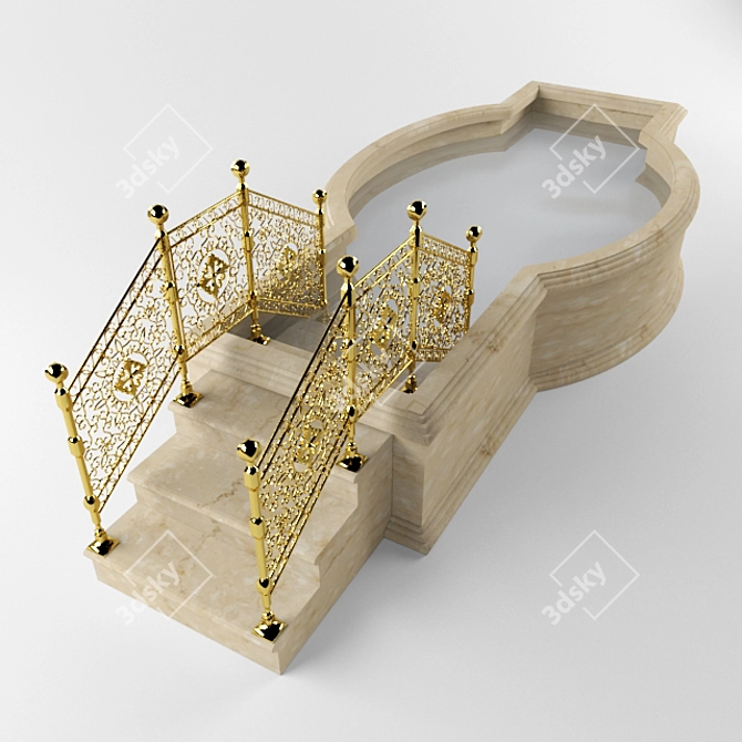 Guardrail Baptismal Font: 4500x1950 3D model image 1