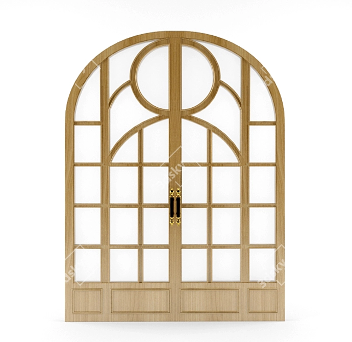 Elegant Stained Double-Leaf Doors 3D model image 1