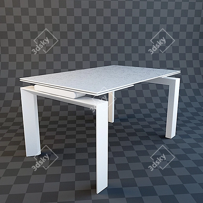 Modern White Dining Table 3D model image 1