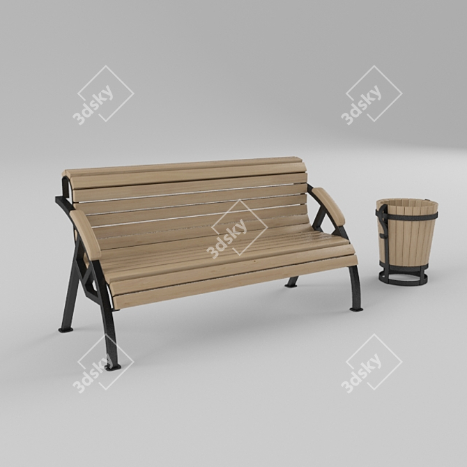 Outdoor Seating Bench 3D model image 1