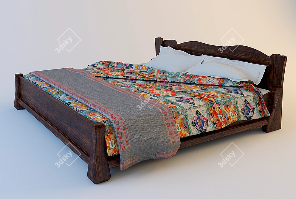 Ethnic Russian Style Bed | Traditional Elegance 3D model image 1