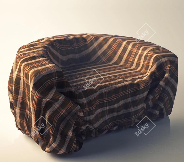 Cozy Blanket Armchair 3D model image 1