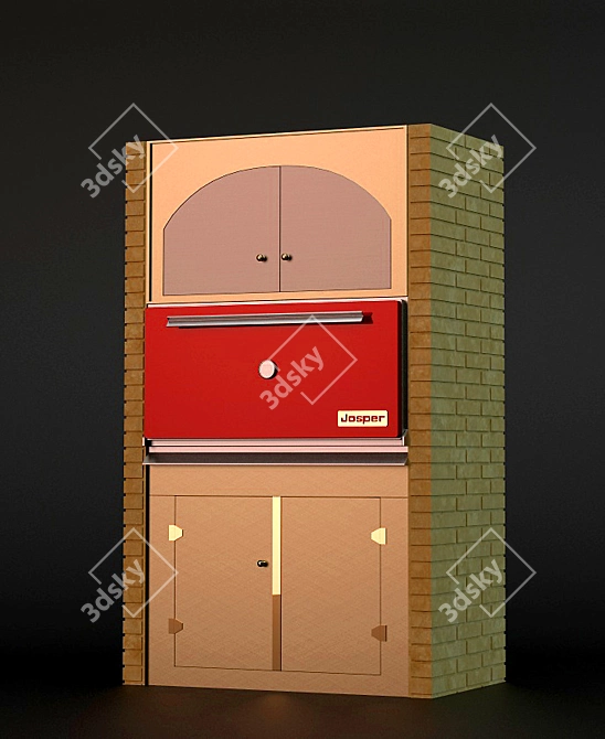 Wood-Fired Josper Oven with Storage Space 3D model image 1