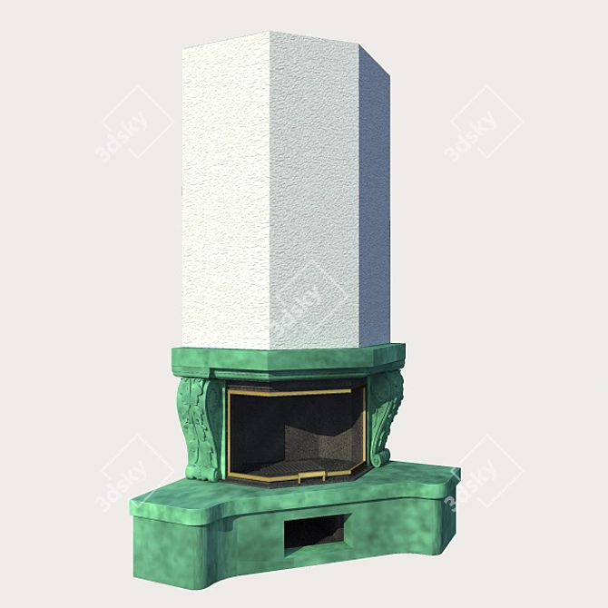  Stylish 1400x1400 Fireplace 3D model image 1