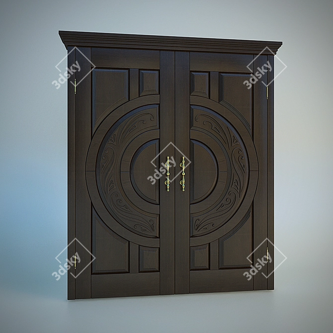 Door with carvings 3D model image 1