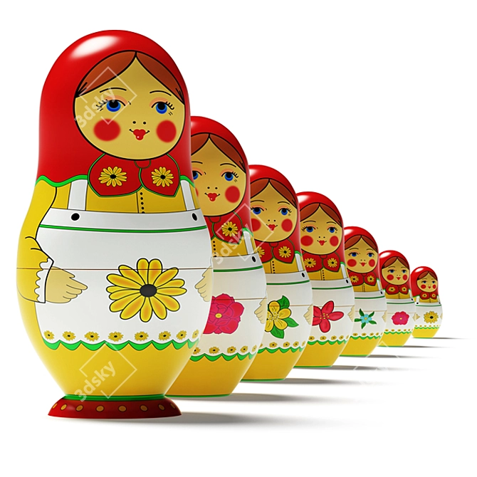 Russian Nesting Dolls 3D model image 1