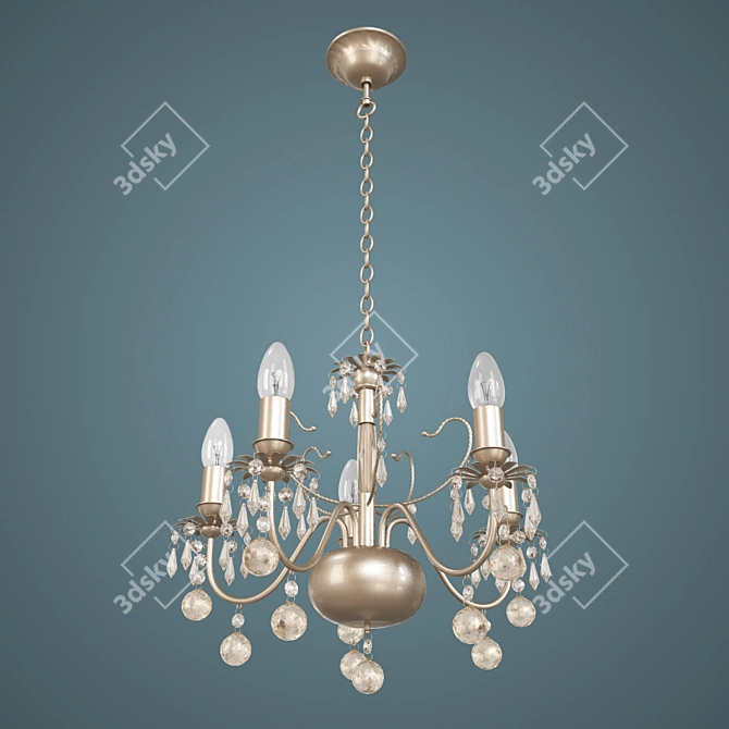 Barcelona Chandelier: German Craftsmanship, Crystal Elements, Nickel Base 3D model image 1