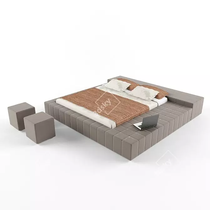 Sleek Square Bed by Bonaldo 3D model image 1