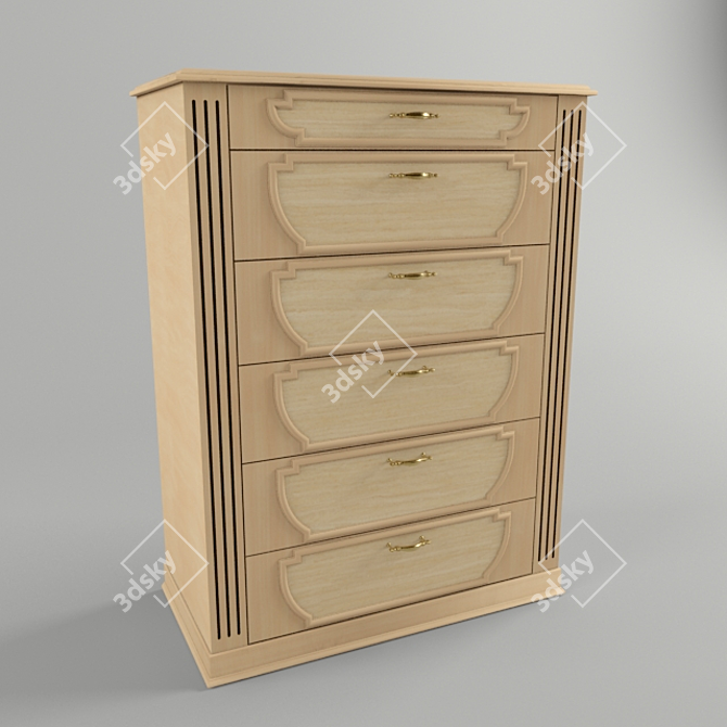 Elegant Oak Chest of Drawers 3D model image 1