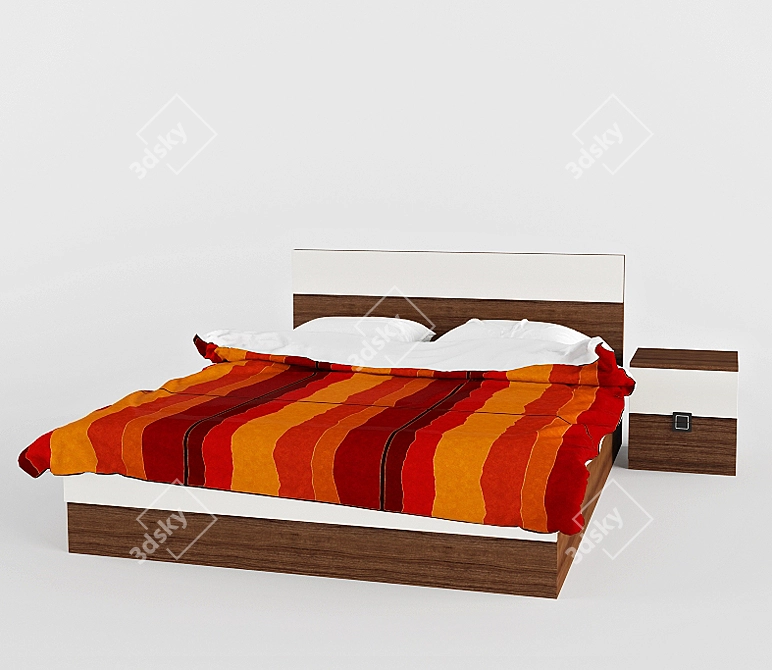 Embawood Satin Nightstand Bed Set 3D model image 1