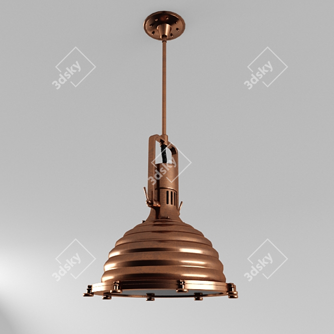 Vintage Copper Industrial Style Lamp 3D model image 1