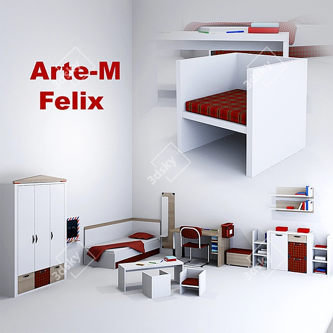 Arte-M Felix Kids Furniture Set 3D model image 1