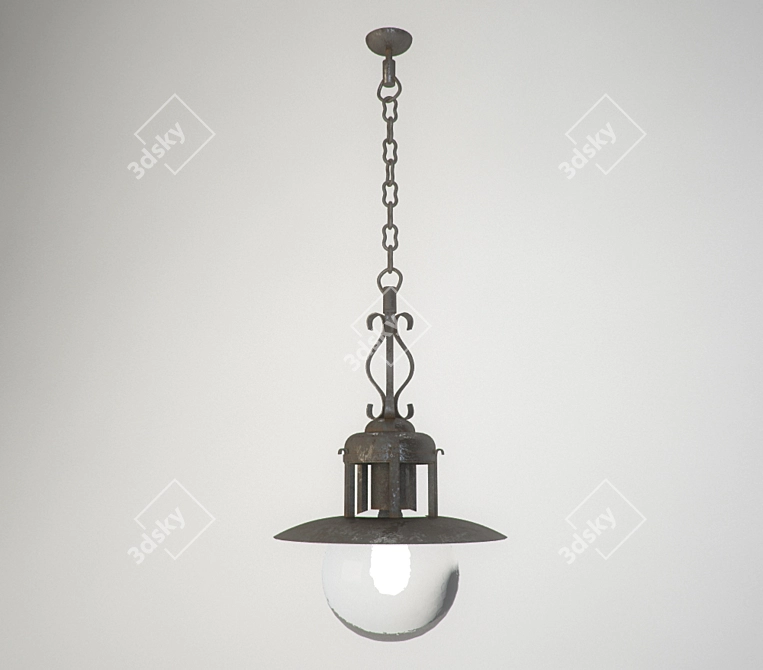 Elegant Wrought Iron Chandelier 3D model image 1