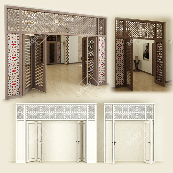 Exquisite Oriental Doors 3D model image 1