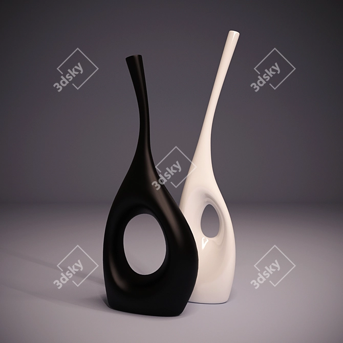 Elegant Art Nouveau Vase 3D model image 1