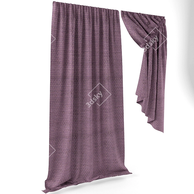 Elegant Textured Curtain Set 3D model image 1