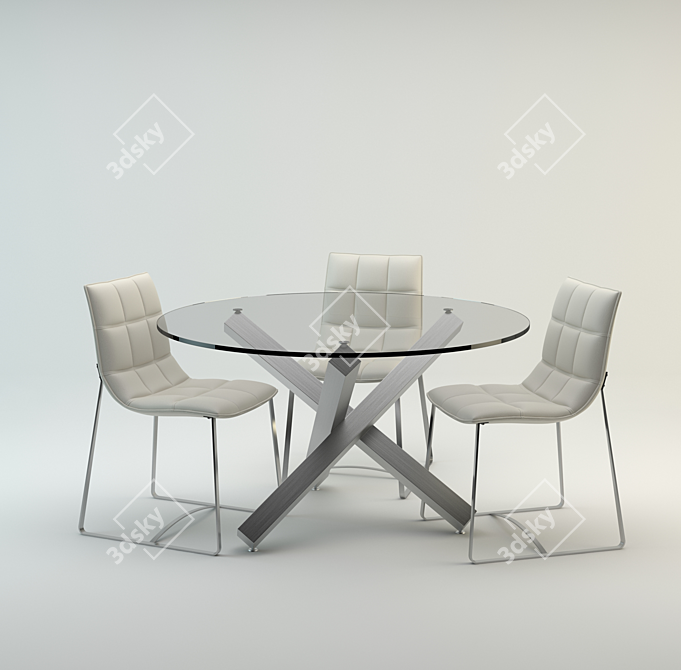 Modern Dining Set: BZ951 Table & BZ500S Chair 3D model image 1