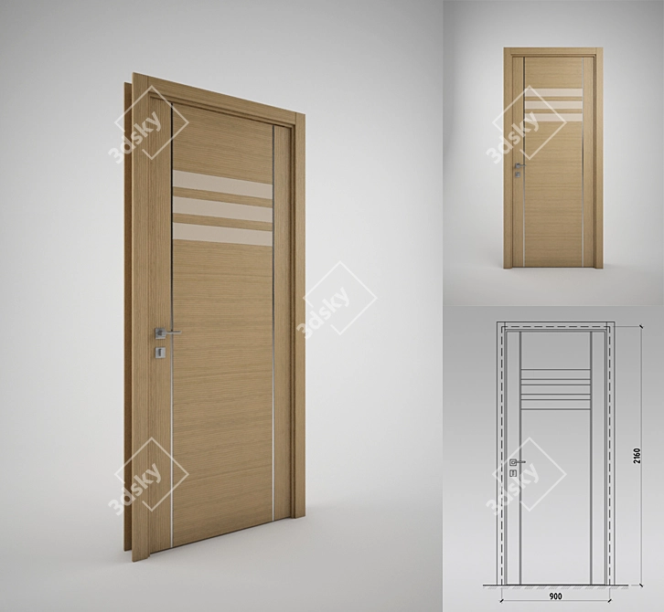 NOVA-4 Displai Door: Stylish, Durable & Secure. 3D model image 1