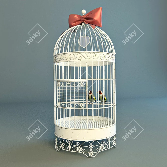 Elegant Finch Cage with Textures 3D model image 1