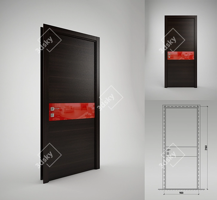 Polo Door by Nova-Polo: Stylish Spohn Finish, Hidden Hinges, Magnetic Lock 3D model image 1