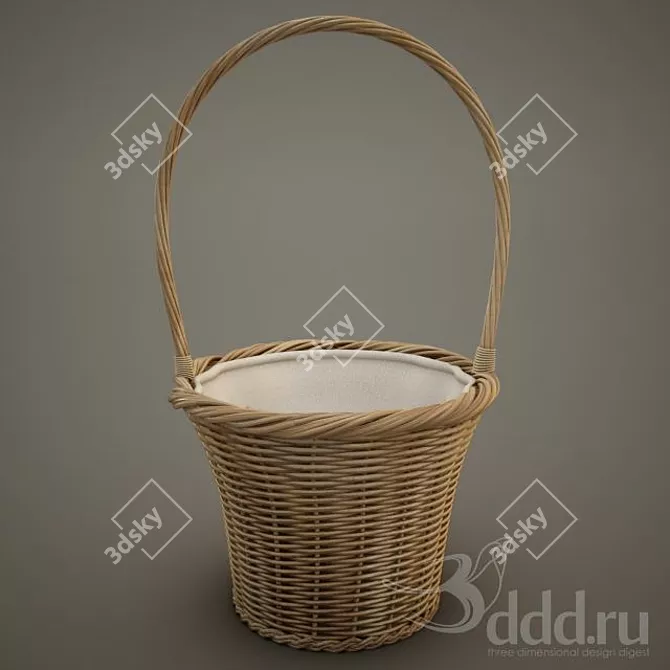 Stylish Woven Basket: Perfect for Close-ups 3D model image 1