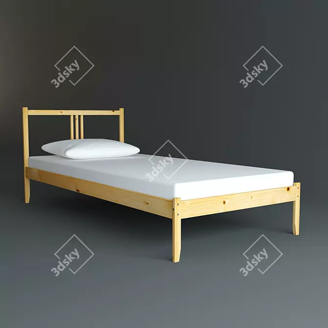 Elegant Pine Single Bed 3D model image 1