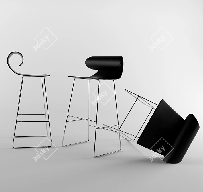 Contemporary Bar Stool 3D model image 1