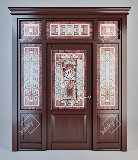 Exquisite Wooden Entry Door 3D model image 1
