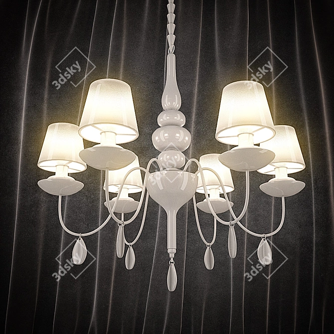 Sleek 6-Light Chandelier 3D model image 1