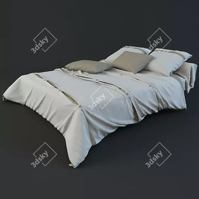 Luxury Bed Linen Set - Includes FBX file 3D model image 1