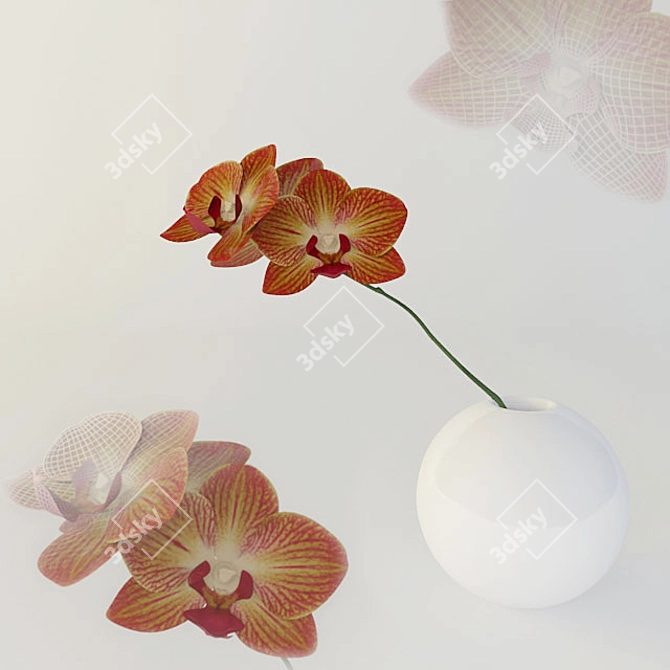 Elegant Orchid Vase 3D model image 1