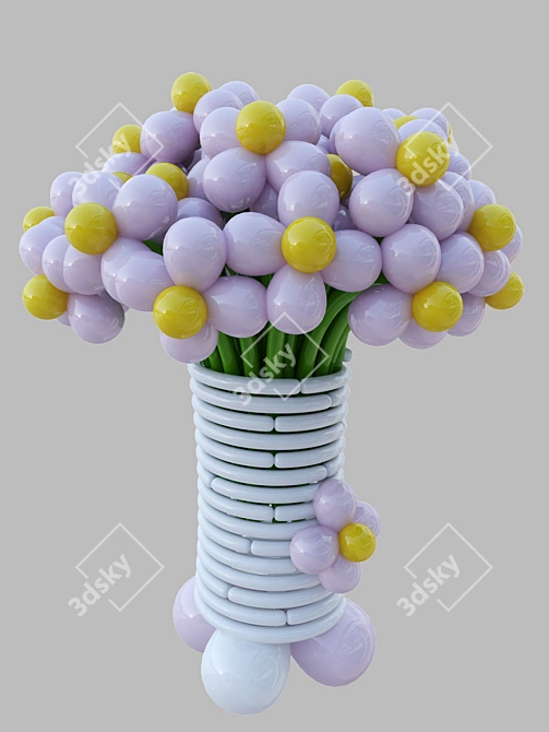 Colorful Party Balloons (Russian: Разноцветные воздушные шарики) 3D model image 1