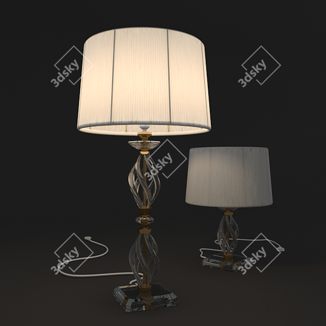 Elegant Metal and Crystal Table Lamp 3D model image 1