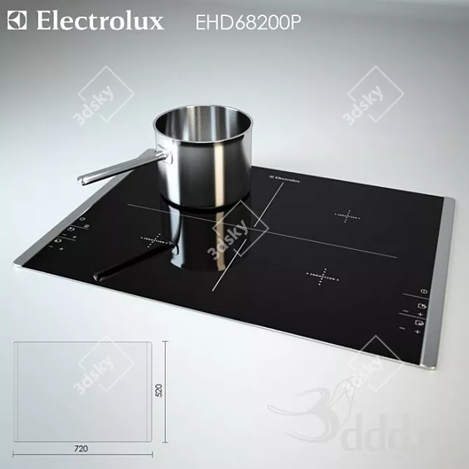 Electrolux EHD68200P Cooktop with Steel Pot 3D model image 1