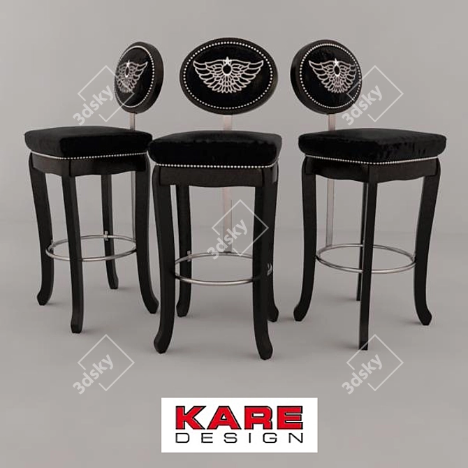 KARE DESIGN Rockstar Black Stool 3D model image 1