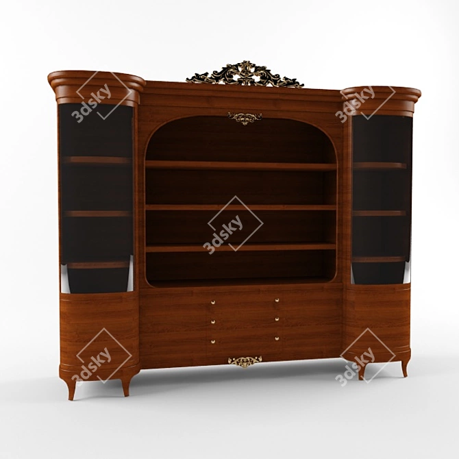 Sleek Wood Bookcase 3D model image 1