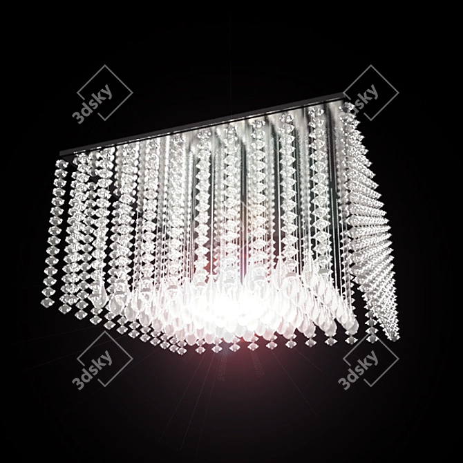 Crystal Lens Square Chandelier 3D model image 1