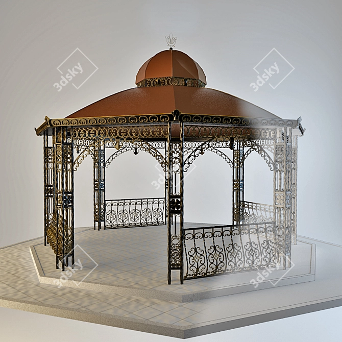 Elegant Wrought Iron Rotunda 3D model image 1