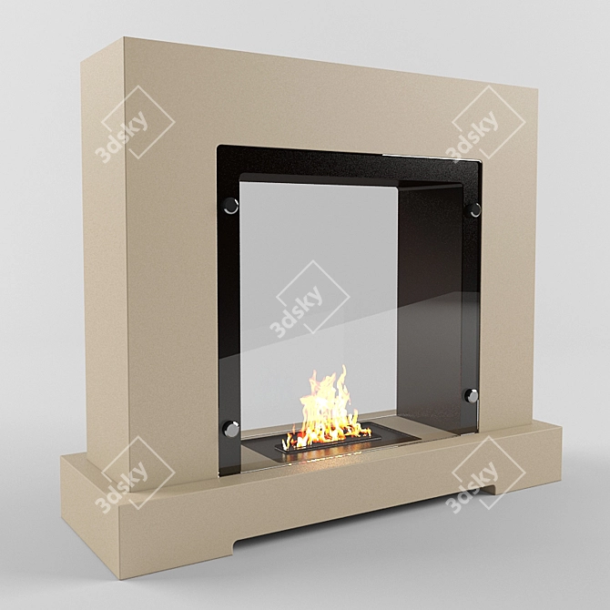 Sleek and Stylish Sono Fireplace 3D model image 1