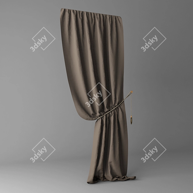 Contemporary Gathered Curtain 3D model image 1