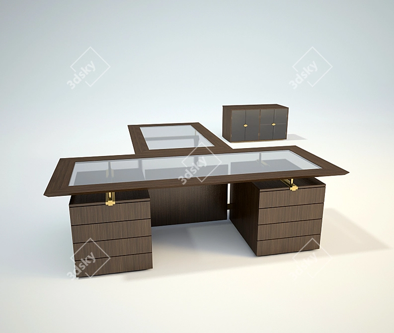 Conference Table with Cabinet 3D model image 1