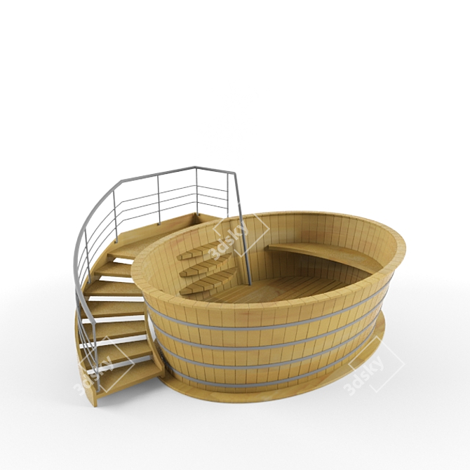 Rustic Wood Sauna Bucket 3D model image 1