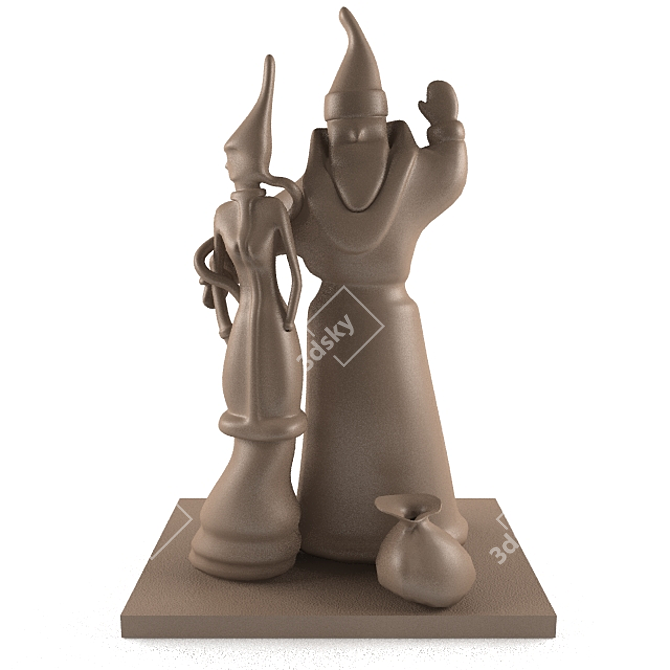 Santa Claus and Snow Maiden Figurine 3D model image 1