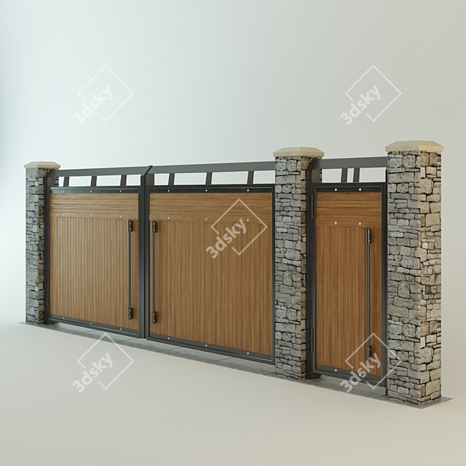 Dual Swing Gate with Pedestrian Door 3D model image 1