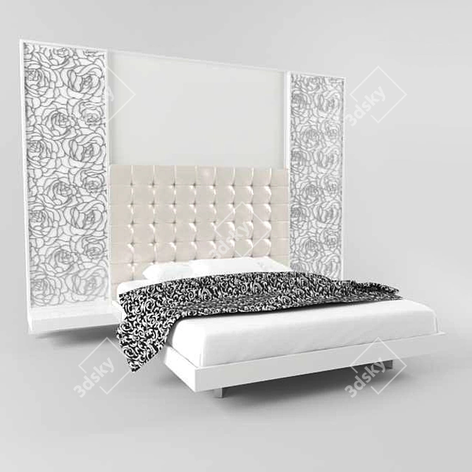 Luxury Textured Bed 3D model image 1