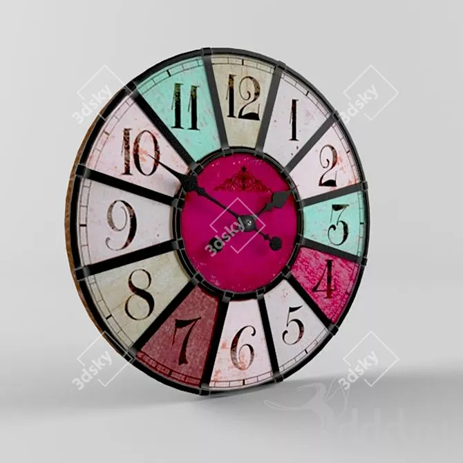 Vibrant Timepiece: Multicolored Clock 3D model image 1