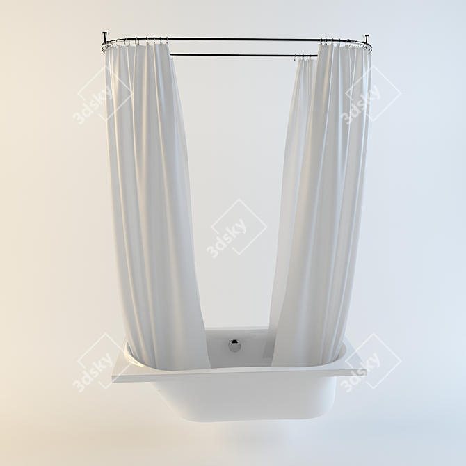 Chic Chrome Bathroom Curtains 3D model image 1