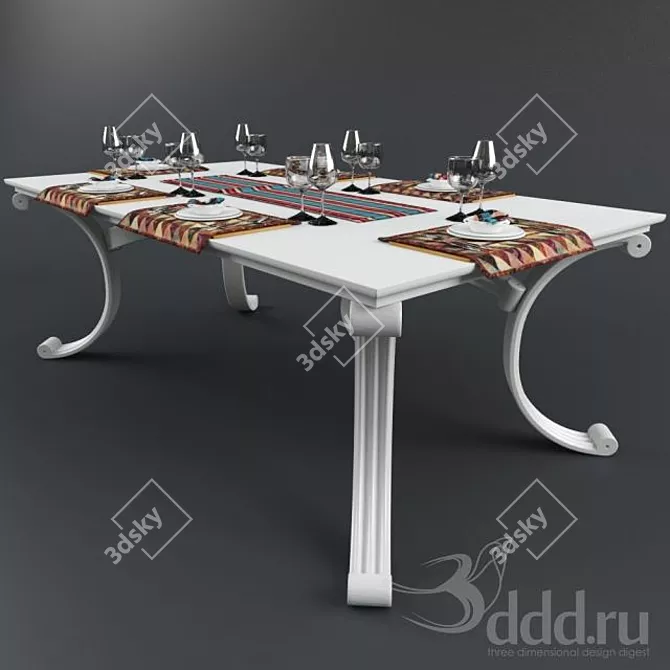 Sleek Sasa Dinning Table 3D model image 1