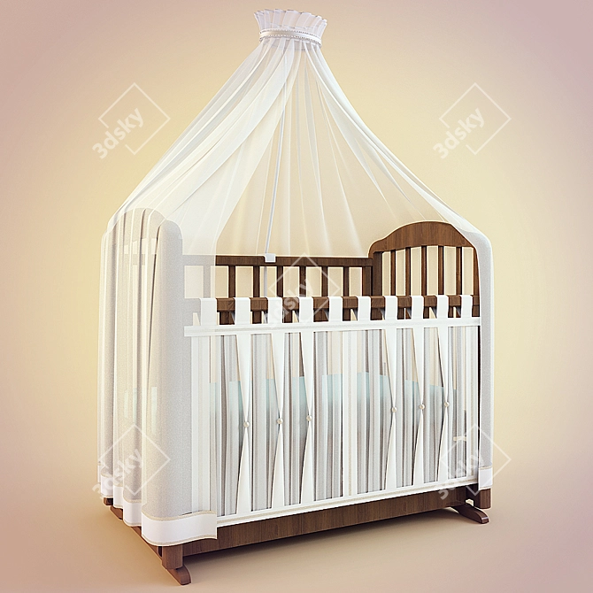 "Regina S-600: Size-Perfect Cot with Canopy 3D model image 1